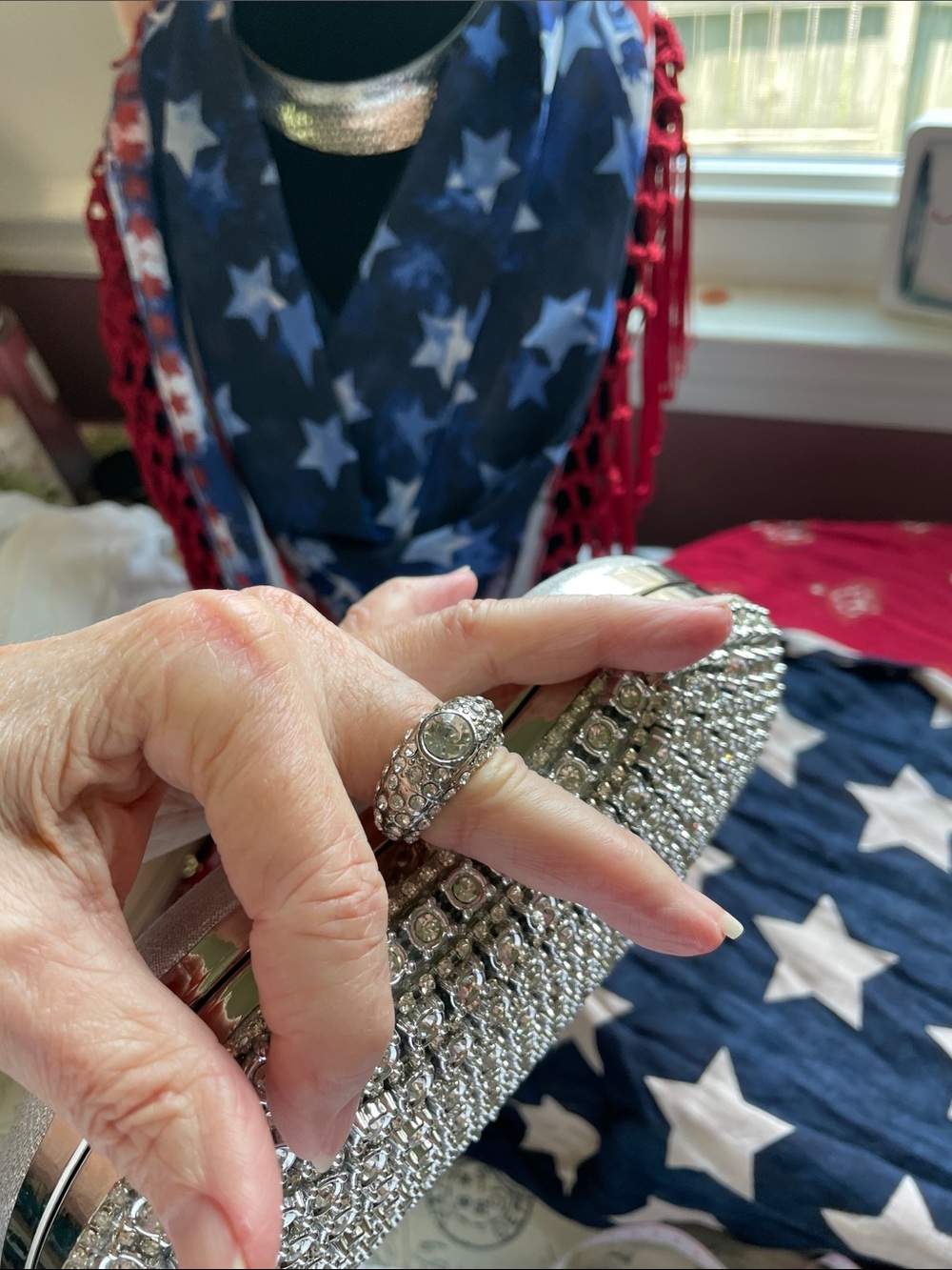 Silver Crystal Ring-Top Evening Clutch - Picture 7 of 7